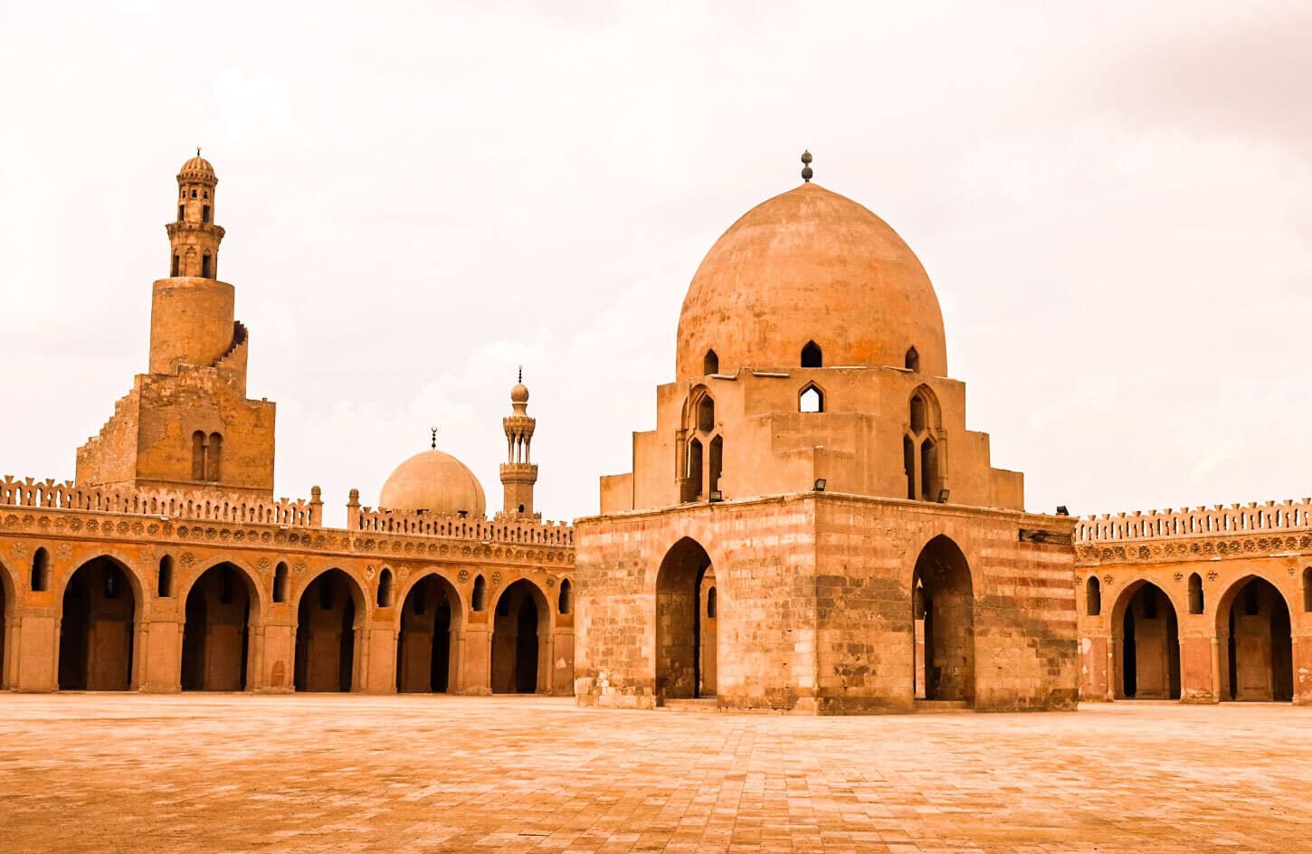 Minaret and dome of the Mosque of Ahmed Ibn Tulun, Cairo