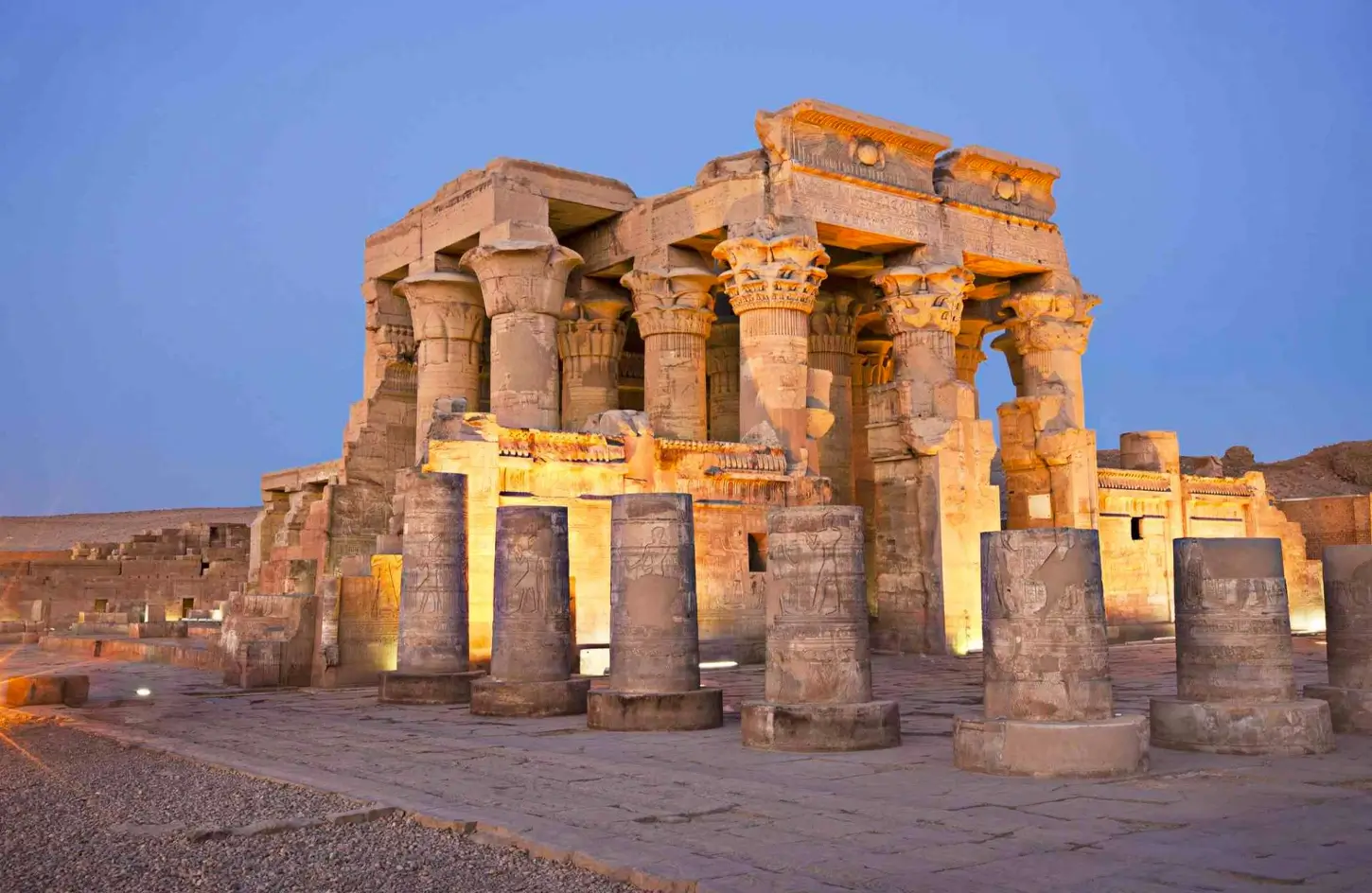 Kom Ombo Temple lit up at night